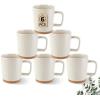 imageAmorArc 12oz Ceramic Coffee Mugs set of 6 Stylish Coffee Mugs with Rustic Terracotta Underside for MenWomenLatteCappuccinoMilkCocoa DishwasherampampMicrowave Safe  BeigeBeige