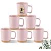 imageAmorArc 12oz Ceramic Coffee Mugs set of 6 Stylish Coffee Mugs with Rustic Terracotta Underside for MenWomenLatteCappuccinoMilkCocoa DishwasherampampMicrowave Safe  BeigePink