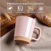 imageAmorArc 12oz Ceramic Coffee Mugs set of 6 Stylish Coffee Mugs with Rustic Terracotta Underside for MenWomenLatteCappuccinoMilkCocoa DishwasherampampMicrowave Safe  BeigePink