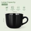imageAmorArc 24 oz Soup Mugs with Handles Jumbo Ceramic Bowls Mugs Set with handles for Coffee Cereal Cappuccino Snacks MicrowaveampampDishwasher safe Soup Cups for MealBlueBlack