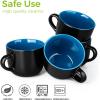 imageAmorArc 24 oz Soup Mugs with Handles Jumbo Ceramic Bowls Mugs Set with handles for Coffee Cereal Cappuccino Snacks MicrowaveampampDishwasher safe Soup Cups for MealBlueBlue