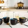 imageAmorArc 24 oz Soup Mugs with Handles Jumbo Ceramic Bowls Mugs Set with handles for Coffee Cereal Cappuccino Snacks MicrowaveampampDishwasher safe Soup Cups for MealBlueBlue