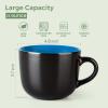 imageAmorArc 24 oz Soup Mugs with Handles Jumbo Ceramic Bowls Mugs Set with handles for Coffee Cereal Cappuccino Snacks MicrowaveampampDishwasher safe Soup Cups for MealBlueBlue