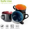 imageAmorArc 24 oz Soup Mugs with Handles Jumbo Ceramic Bowls Mugs Set with handles for Coffee Cereal Cappuccino Snacks MicrowaveampampDishwasher safe Soup Cups for MealBlueMix