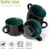 imageAmorArc 24 oz Soup Mugs with Handles Jumbo Ceramic Bowls Mugs Set with handles for Coffee Cereal Cappuccino Snacks MicrowaveampampDishwasher safe Soup Cups for MealBlueGreen