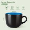 imageAmorArc 24 oz Soup Mugs with Handles Jumbo Ceramic Bowls Mugs Set with handles for Coffee Cereal Cappuccino Snacks MicrowaveampampDishwasher safe Soup Cups for MealBlueMix