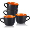 imageAmorArc 24 oz Soup Mugs with Handles Jumbo Ceramic Bowls Mugs Set with handles for Coffee Cereal Cappuccino Snacks MicrowaveampampDishwasher safe Soup Cups for MealBlueOrange