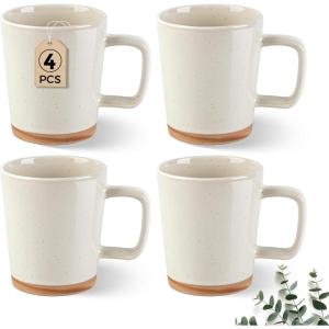 imageAmorArc 12oz Ceramic Coffee Mugs set of 6 Stylish Coffee Mugs with Rustic Terracotta Underside for MenWomenLatteCappuccinoMilkCocoa DishwasherampampMicrowave Safe  BeigeBeige