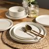 imageAmorArc Ceramic Dinnerware Set for 4  Speckled Stoneware Plates and Bowls with unglazed terracotta  Scratch Resistant Dishwasher ampamp Microwave Safe Dishes Sets 12Pcs PinkModernBeige