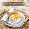 imageAmorArc Ceramic Dinnerware Set for 4  Speckled Stoneware Plates and Bowls with unglazed terracotta  Scratch Resistant Dishwasher ampamp Microwave Safe Dishes Sets 12Pcs PinkWhite Handbrush Rim