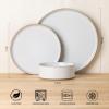 imageAmorArc Ceramic Dinnerware Set for 4  Speckled Stoneware Plates and Bowls with unglazed terracotta  Scratch Resistant Dishwasher ampamp Microwave Safe Dishes Sets 12Pcs PinkWhite Handbrush Rim