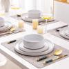 imageAmorArc Ceramic Dinnerware Set for 4  Speckled Stoneware Plates and Bowls with unglazed terracotta  Scratch Resistant Dishwasher ampamp Microwave Safe Dishes Sets 12Pcs PinkModernWhite