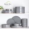 imageAmorArc Ceramic Dinnerware Set for 4  Speckled Stoneware Plates and Bowls with unglazed terracotta  Scratch Resistant Dishwasher ampamp Microwave Safe Dishes Sets 12Pcs PinkModernGray