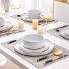 imageAmorArc Ceramic Dinnerware Set for 4  Speckled Stoneware Plates and Bowls with unglazed terracotta  Scratch Resistant Dishwasher ampamp Microwave Safe Dishes Sets 12Pcs PinkModernWhite