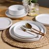 imageAmorArc Ceramic Dinnerware Set for 4  Speckled Stoneware Plates and Bowls with unglazed terracotta  Scratch Resistant Dishwasher ampamp Microwave Safe Dishes Sets 12Pcs PinkModernWhite