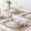 imageAmorArc Ceramic Dinnerware Set for 4  Speckled Stoneware Plates and Bowls with unglazed terracotta  Scratch Resistant Dishwasher ampamp Microwave Safe Dishes Sets 12Pcs PinkBeige Handbrush Rim