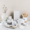imageAmorArc Ceramic Dinnerware Set for 4  Speckled Stoneware Plates and Bowls with unglazed terracotta  Scratch Resistant Dishwasher ampamp Microwave Safe Dishes Sets 12Pcs PinkModernWhite
