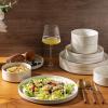 imageAmorArc Ceramic Dinnerware Set for 4  Speckled Stoneware Plates and Bowls with unglazed terracotta  Scratch Resistant Dishwasher ampamp Microwave Safe Dishes Sets 12Pcs PinkModernBeige