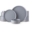 imageAmorArc Ceramic Dinnerware Set for 4  Speckled Stoneware Plates and Bowls with unglazed terracotta  Scratch Resistant Dishwasher ampamp Microwave Safe Dishes Sets 12Pcs PinkModernGray