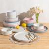 imageAmorArc Ceramic Dinnerware Set for 4  Speckled Stoneware Plates and Bowls with unglazed terracotta  Scratch Resistant Dishwasher ampamp Microwave Safe Dishes Sets 12Pcs PinkModernColorful