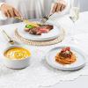 imageAmorArc Ceramic Dinnerware Set for 4  Speckled Stoneware Plates and Bowls with unglazed terracotta  Scratch Resistant Dishwasher ampamp Microwave Safe Dishes Sets 12Pcs PinkModernWhite