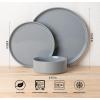 imageAmorArc Ceramic Dinnerware Set for 4  Speckled Stoneware Plates and Bowls with unglazed terracotta  Scratch Resistant Dishwasher ampamp Microwave Safe Dishes Sets 12Pcs PinkModernGray