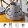 imageAmorArc Ceramic Dinnerware Set for 4  Speckled Stoneware Plates and Bowls with unglazed terracotta  Scratch Resistant Dishwasher ampamp Microwave Safe Dishes Sets 12Pcs PinkModernGray