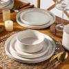 imageAmorArc Ceramic Dinnerware Set for 4  Speckled Stoneware Plates and Bowls with unglazed terracotta  Scratch Resistant Dishwasher ampamp Microwave Safe Dishes Sets 12Pcs PinkModernBeige