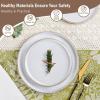imageAmorArc Ceramic Dinnerware Set for 4  Speckled Stoneware Plates and Bowls with unglazed terracotta  Scratch Resistant Dishwasher ampamp Microwave Safe Dishes Sets 12Pcs PinkWhite Handbrush Rim