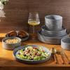 imageAmorArc Ceramic Dinnerware Set for 4  Speckled Stoneware Plates and Bowls with unglazed terracotta  Scratch Resistant Dishwasher ampamp Microwave Safe Dishes Sets 12Pcs PinkModernGray