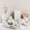 imageAmorArc Ceramic Dinnerware Set for 4  Speckled Stoneware Plates and Bowls with unglazed terracotta  Scratch Resistant Dishwasher ampamp Microwave Safe Dishes Sets 12Pcs PinkModernBeige