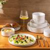 imageAmorArc Ceramic Dinnerware Set for 4  Speckled Stoneware Plates and Bowls with unglazed terracotta  Scratch Resistant Dishwasher ampamp Microwave Safe Dishes Sets 12Pcs PinkModernWhite