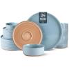 imageAmorArc Ceramic Dinnerware Set for 4  Speckled Stoneware Plates and Bowls with unglazed terracotta  Scratch Resistant Dishwasher ampamp Microwave Safe Dishes Sets 12Pcs PinkModernBlue