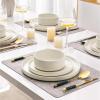 imageAmorArc Ceramic Dinnerware Set for 4  Speckled Stoneware Plates and Bowls with unglazed terracotta  Scratch Resistant Dishwasher ampamp Microwave Safe Dishes Sets 12Pcs PinkModernBeige