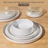 imageAmorArc Ceramic Dinnerware Set for 4  Speckled Stoneware Plates and Bowls with unglazed terracotta  Scratch Resistant Dishwasher ampamp Microwave Safe Dishes Sets 12Pcs PinkWhite Handbrush Rim
