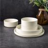 imageAmorArc Ceramic Dinnerware Set for 4  Speckled Stoneware Plates and Bowls with unglazed terracotta  Scratch Resistant Dishwasher ampamp Microwave Safe Dishes Sets 12Pcs PinkModernColorful