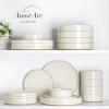 imageAmorArc Ceramic Dinnerware Set for 4  Speckled Stoneware Plates and Bowls with unglazed terracotta  Scratch Resistant Dishwasher ampamp Microwave Safe Dishes Sets 12Pcs PinkModernBeige