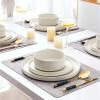 imageAmorArc Ceramic Dinnerware Set for 4  Speckled Stoneware Plates and Bowls with unglazed terracotta  Scratch Resistant Dishwasher ampamp Microwave Safe Dishes Sets 12Pcs PinkModernBeige