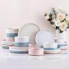 imageAmorArc Ceramic Dinnerware Set for 4  Speckled Stoneware Plates and Bowls with unglazed terracotta  Scratch Resistant Dishwasher ampamp Microwave Safe Dishes Sets 12Pcs PinkModernColorful