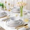 imageAmorArc Ceramic Dinnerware Set for 4  Speckled Stoneware Plates and Bowls with unglazed terracotta  Scratch Resistant Dishwasher ampamp Microwave Safe Dishes Sets 12Pcs PinkModernWhite