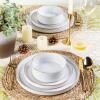 imageAmorArc Ceramic Dinnerware Set for 4  Speckled Stoneware Plates and Bowls with unglazed terracotta  Scratch Resistant Dishwasher ampamp Microwave Safe Dishes Sets 12Pcs PinkWhite Handbrush Rim