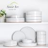 imageAmorArc Ceramic Dinnerware Set for 4  Speckled Stoneware Plates and Bowls with unglazed terracotta  Scratch Resistant Dishwasher ampamp Microwave Safe Dishes Sets 12Pcs PinkModernWhite