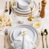 imageAmorArc Ceramic Dinnerware Set for 4  Speckled Stoneware Plates and Bowls with unglazed terracotta  Scratch Resistant Dishwasher ampamp Microwave Safe Dishes Sets 12Pcs PinkModernWhite