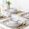 imageAmorArc Ceramic Dinnerware Set for 4  Speckled Stoneware Plates and Bowls with unglazed terracotta  Scratch Resistant Dishwasher ampamp Microwave Safe Dishes Sets 12Pcs PinkWhite Handbrush Rim