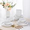 imageAmorArc Ceramic Dinnerware Set for 4  Speckled Stoneware Plates and Bowls with unglazed terracotta  Scratch Resistant Dishwasher ampamp Microwave Safe Dishes Sets 12Pcs PinkModernWhite