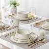 imageAmorArc Ceramic Dinnerware Set for 4  Speckled Stoneware Plates and Bowls with unglazed terracotta  Scratch Resistant Dishwasher ampamp Microwave Safe Dishes Sets 12Pcs PinkBeige Handbrush Rim