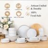 imageAmorArc Ceramic Dinnerware Set for 4  Speckled Stoneware Plates and Bowls with unglazed terracotta  Scratch Resistant Dishwasher ampamp Microwave Safe Dishes Sets 12Pcs PinkWhite Handbrush Rim