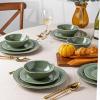 imageAmorArc Ceramic Dinnerware Sets Handmade Stoneware Reactive Glaze Plates and Bowls Set Scratch Resistant  Dishwasher ampamp Microwave Safe Dishes Set Service for 4 12pcJade Green
