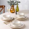 imageAmorArc Ceramic Dinnerware Sets Handmade Stoneware Reactive Glaze Plates and Bowls Set Scratch Resistant  Dishwasher ampamp Microwave Safe Dishes Set Service for 4 12pcReactive White