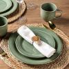 imageAmorArc Ceramic Dinnerware Sets Handmade Stoneware Reactive Glaze Plates and Bowls Set Scratch Resistant  Dishwasher ampamp Microwave Safe Dishes Set Service for 4 12pcJade Green